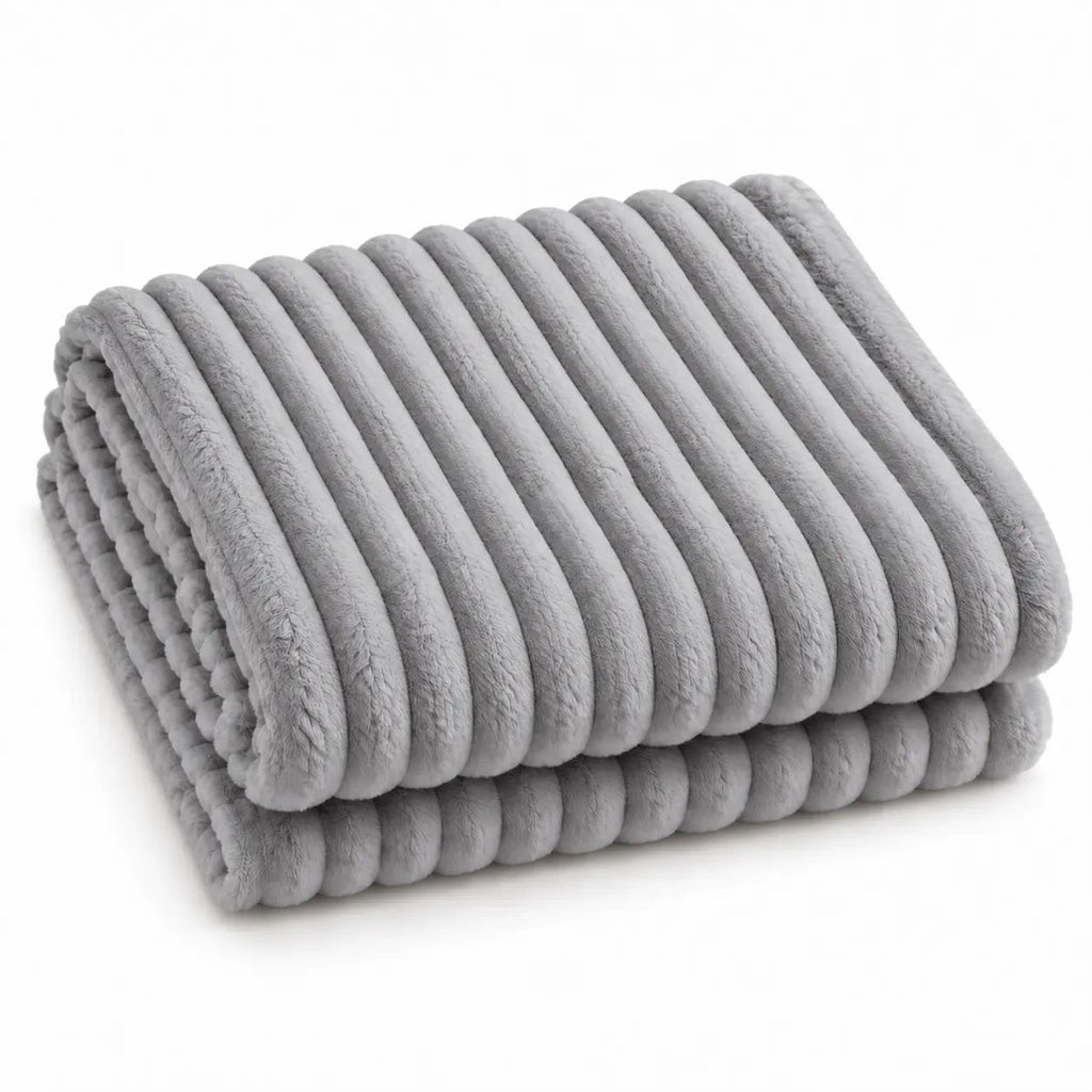 Warm Ribbed Velvet Sofa Throw – Black 150x200cm