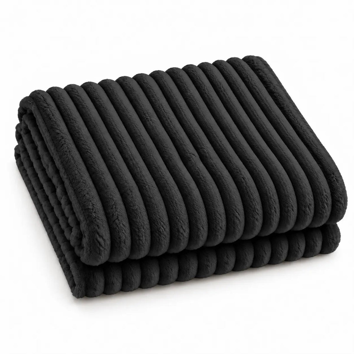 Warm Ribbed Velvet Sofa Throw – Black 70x100cm